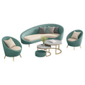 2 single seaters + 3-seater sofa + nesting coffee table set (green)