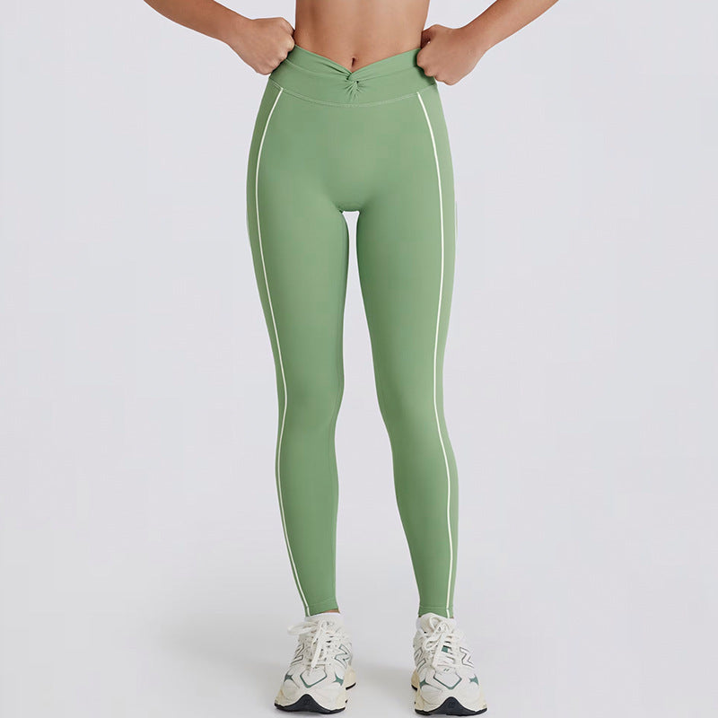 peach butt color matching tummy tightening tight yoga pants women's outwear running sports quick-drying fitness pants half lengthshorts