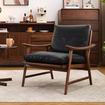Solid wood sofa chair for home living room dining room leisure chair retro single armchair balcony lazy sofa hank chair
