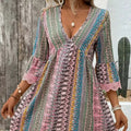 Lace-trimmed cross-border independent station summer european and american style new v-neck printed casual maxi dress