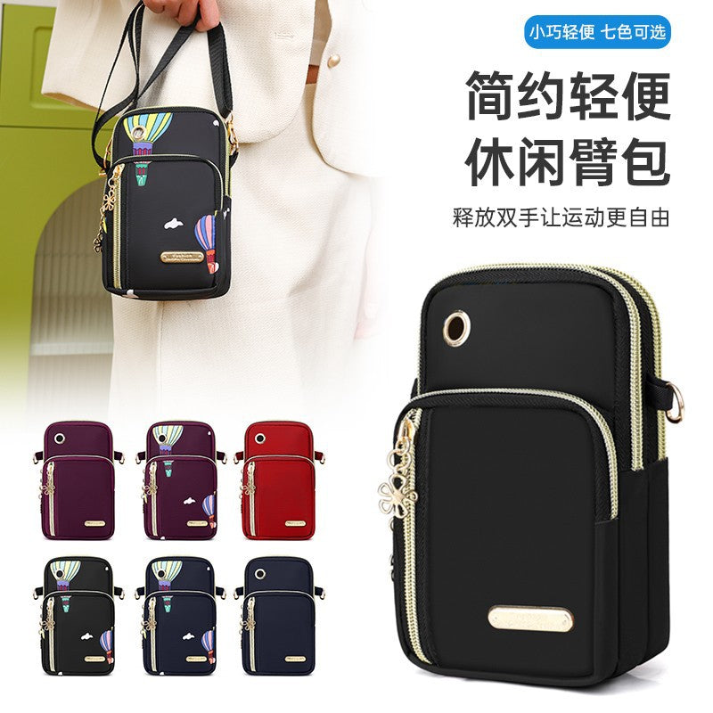 Simple vertical casual mobile phone bag women's Oxford cloth lightweight messenger bag outdoor commuting portable shoulder small square bag