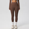 New arrival cross-border pure color double-sided brushed tight high waist high elastic breathable yoga pants sports running fitness yoga clothes