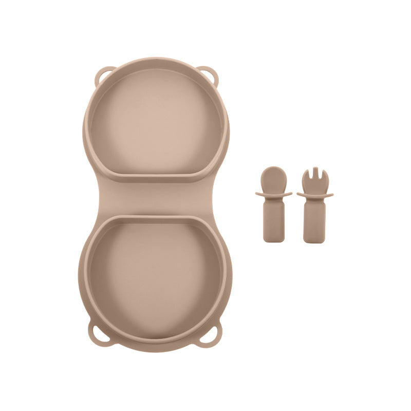 New Food Grade Silicone Toddler Plate Fork and Spoon Set Travel Silicone Baby Feeding Folding Lunch Box Set