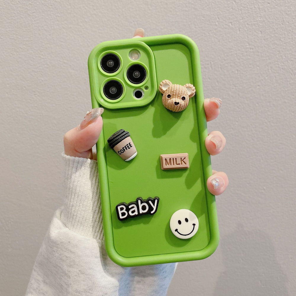 Gaozhu is suitable for apple 16pro coffee bear jewelry mobile phone case iphone11/12 all-inclusive anti-fall protective cover
