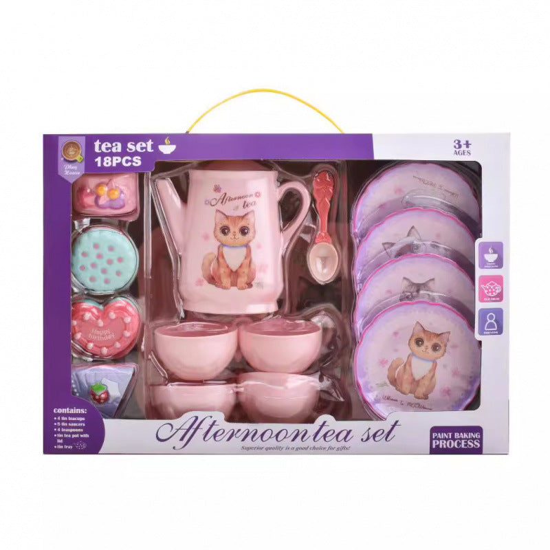 Cross-border export simulation tea set, dessert gift box set, play girl toy, afternoon tea series