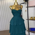 European and american cross-border women's fashion:  autumn new arrival - chic and elegant ruched bandeau slimming green slip dress