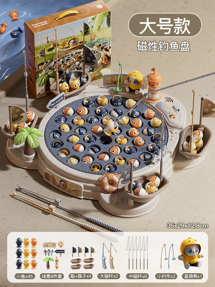 Kids electric magnetic fishing toy board game fishing platform fish pond fishing rod fishing puzzle family boy girl toy