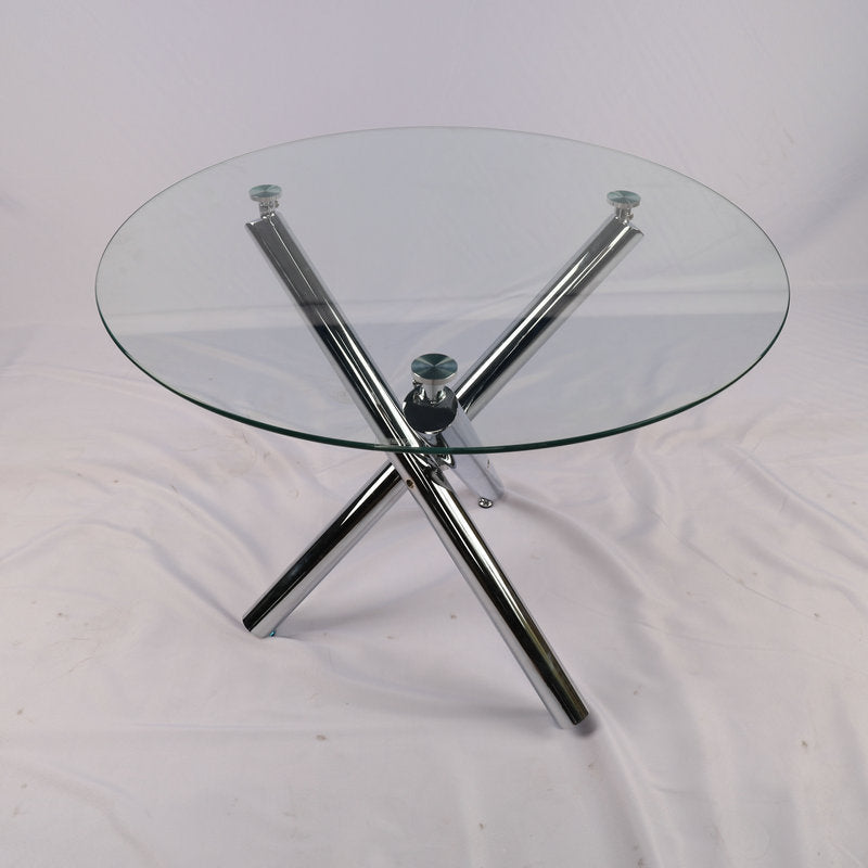 Export tempered glass table small apartment restaurant dining table cross-border accessible luxuryclassy sense negotiation table for home dining table