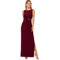 Amazon  summer fashion elegant wine red brocade embellished round neck dress for women