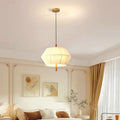 Wabi-sabi style rhombus fabric dining pendant walnut soft light single head dining table b&b study log atmosphere chandelier