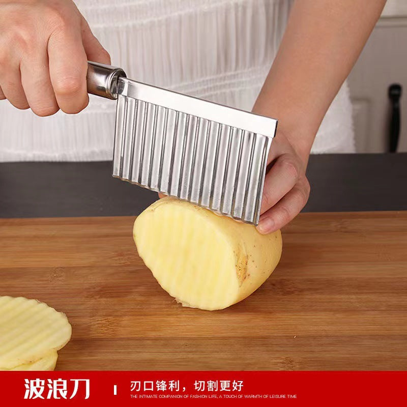 Stainless steel wolf tooth potato cutter multifunctional for home kitchen vegetable and fruit cutter french fries wave knife fancy strip cutter