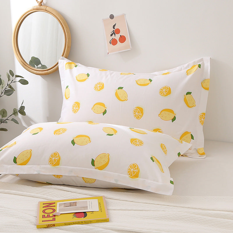 Pair of 100% cotton pillowcases - single size, perfect for home, dorm, or student use - simple print design - wholesale direct from factory