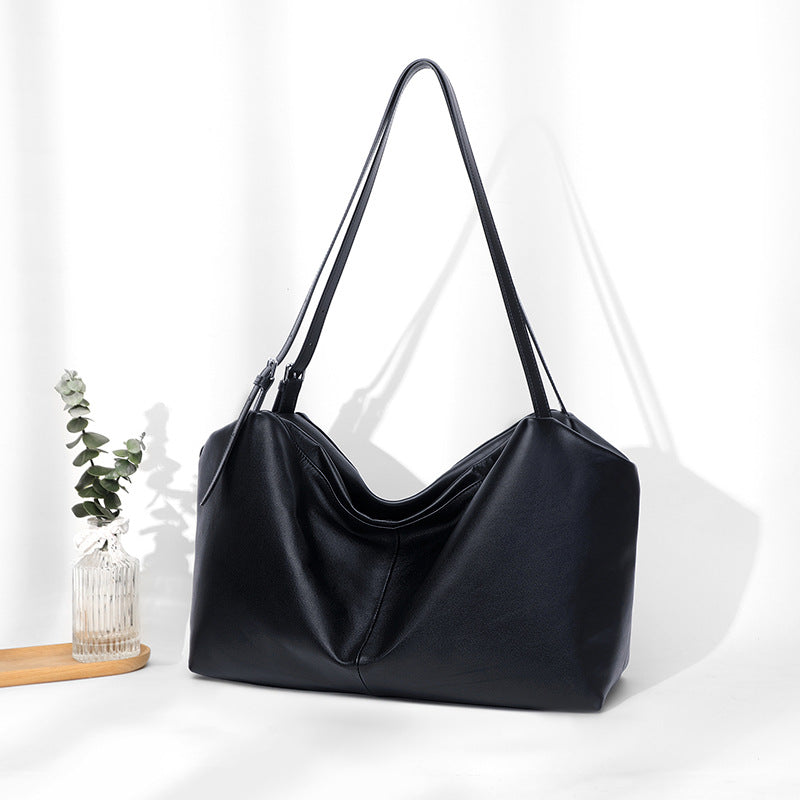 Soft cowhide tote bag women's 2025 autumn and winter new high-end sense large-capacity underarm bag versatile commuter messenger bag