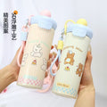 Cartoon floating ball thermos cup for girls, high-looking new arrival large-capacity water cup for students, straw cup wholesale