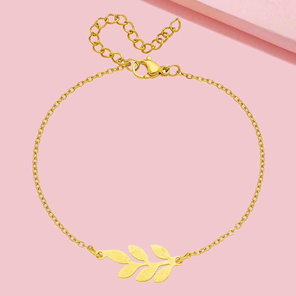 Titanium steel model does not fade titanium steel leaf transfer accessible luxury necklace for women casualfashionpopular clavicle chain elegantstylish