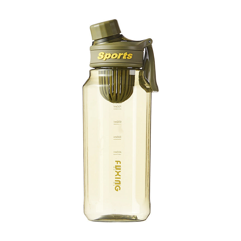 minimalist sports water bottle - portable outdoor water bottle for men and women, high-value fitness tumbler with tea infuser, plastic cup