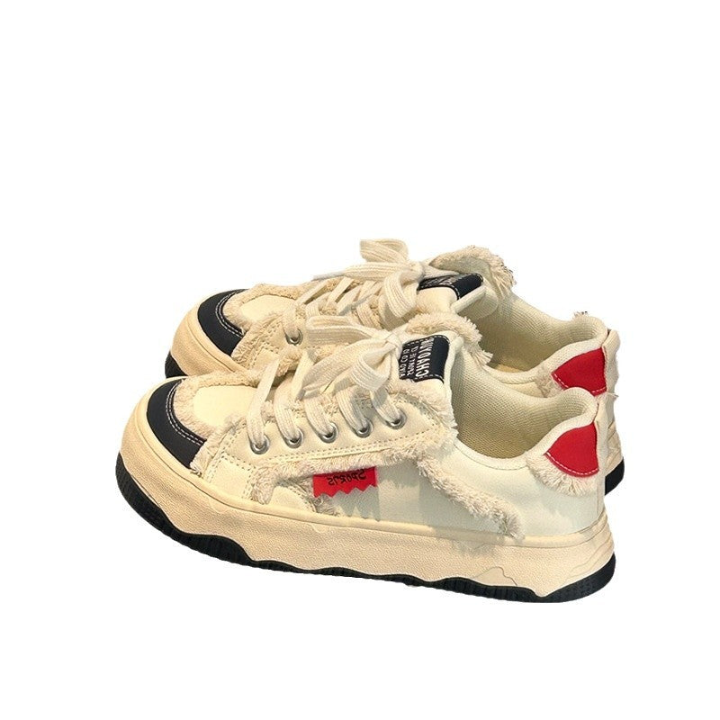 Thick solefleece-lined sneakers 2026winternew arrivaleasiest for matchwhite shoesins student casualniche styleheattech cotton shoes