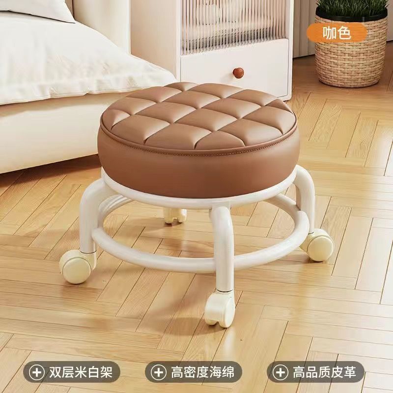 For homeuniversal wheel small stool with wheel beautiful seam stool silent wheel low stool with baby learning to walk stool four-wheel small bench