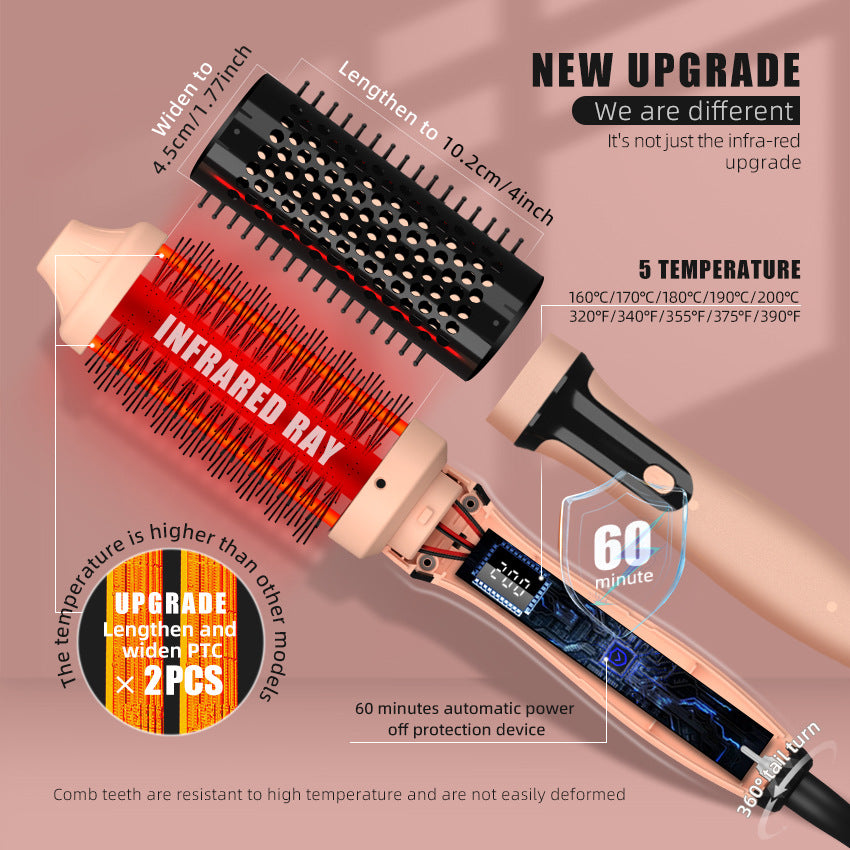 Cross-border curling iron 45mm multi-functional straight hair comb curling iron 2-in-1 straight roll dual-purpose infrared electric comb
