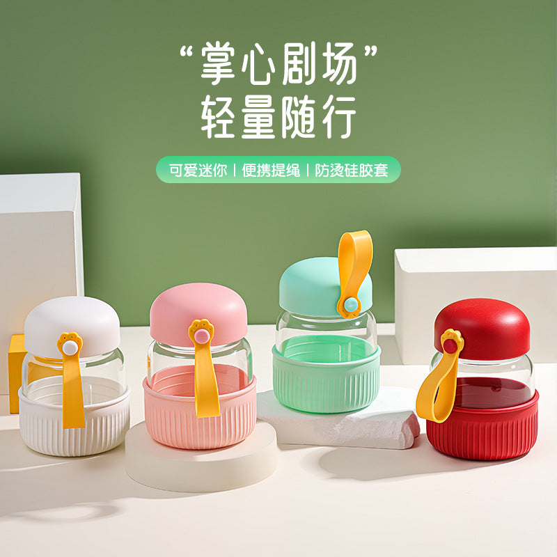 New portable mini tumbler with lid, 300ml glass cup - stylish and trendy coffee mug for women
