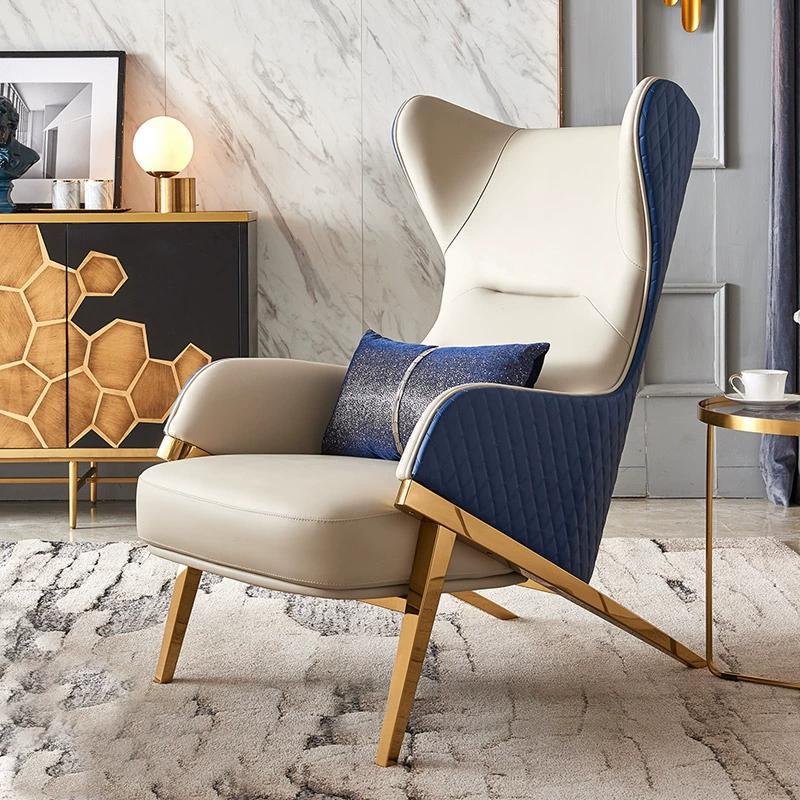 Light luxury single sofa chair genuine leather living room scandinavian modern casual designer high back tiger normcore casual chair