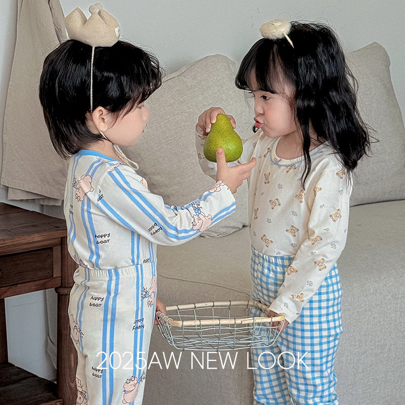 Kids' thermal underwear set - baby boys & girls autumn cotton pajamas - class a warm pure cotton lycra sleepwear