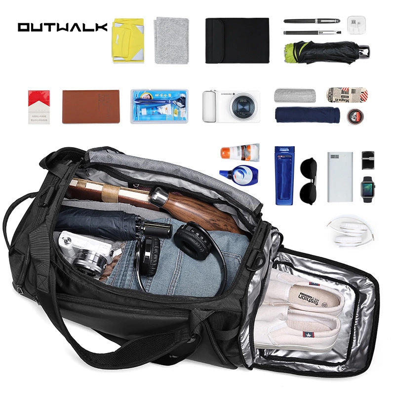 Source factory custom travel bag short-distance backpack men's crossbody shoulder fitness bag dry and wet separation handbag wholesale