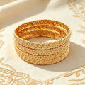 Trendy bohemian sparkling bangle with high-end luxury leaf charm – perfect as a bridal gift