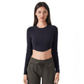 New women's yoga top: skin-friendly, barely-there feel, breathable fitness top, cropped, slim-fit, long-sleeve activewear (daw193)