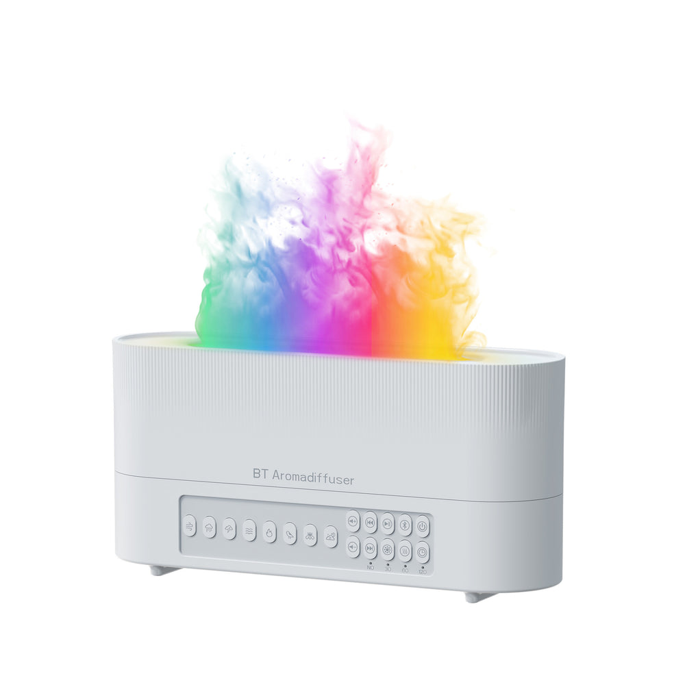 white noise aromatherapy machine for home desktop colorful simulated flame bluetooth audio two-in-one air humidifier