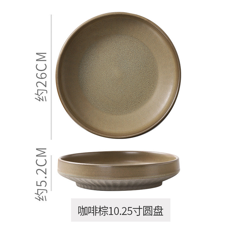 Retro stoneware dinner plate clay deep plate fruit salad plate japanese breakfast dessert plate pasta plate restaurant hotel plate