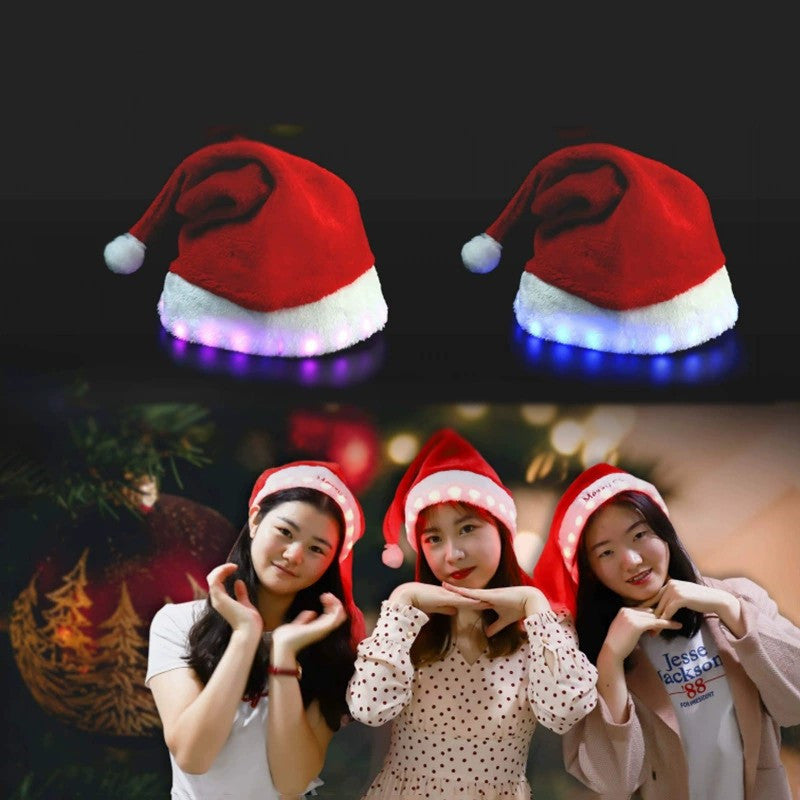 's new glowing Christmas hat, creative LED lights Christmas decoration plush hat lights flashing string headgear