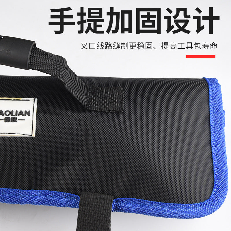 Roller tool bag Toolkit Electrician Small portable fanny pack Wear-resistant storage bag Multifunctional portable installation roll bag
