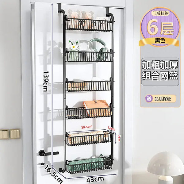 Cross-border door hanging basket rack Household multi-layer non-punching storage basket Bedroom bathroom door miscellaneous basket hanger
