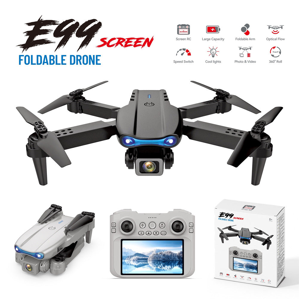 e99 drone aerial photography remote control quadcopter with screen, optical flow positioning, and hd camera