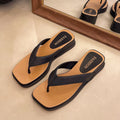 Thick sole square toe flip flops women 2025 summer new arrivalfashionoutwear beach beach retro flip flops