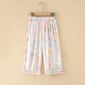 Girls' rayon summer lightweight pajama pants - cartoon print, loose fit, breathable, can be worn outdoors, cropped length