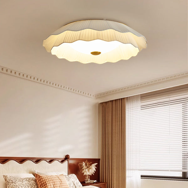 Lotus leaf French medieval fabric chandelier Nordic ins style designer modern fabric copper lamp bedroom atmosphere ceiling