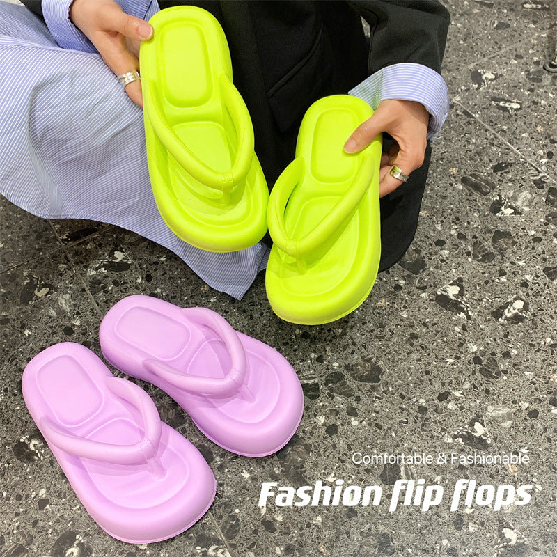 2025new arrival stepping on shit touching flip flops for women summer ins trendy fairy style casualthick sole flip flops beach sandals