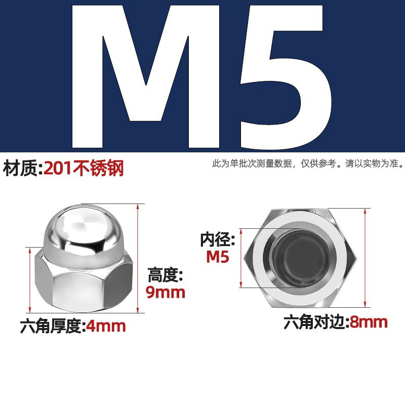 304/201/316 stainless steel round ball head nut cover type decorative screw cap female cap 3M4M5M6M8