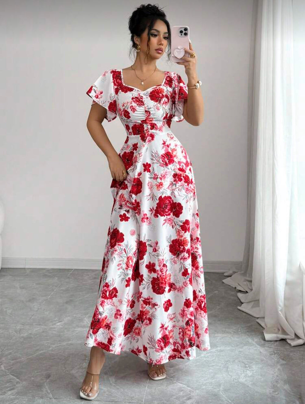 European and american cross-border  summer new print dress - slimming, waist-defining, valentine's day beach vacation maxi dress