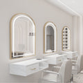 Influencer-approved barber shop mirror table, salon wall-mounted minimalist hairdressing mirror, touch-control led hairdressing mirror
