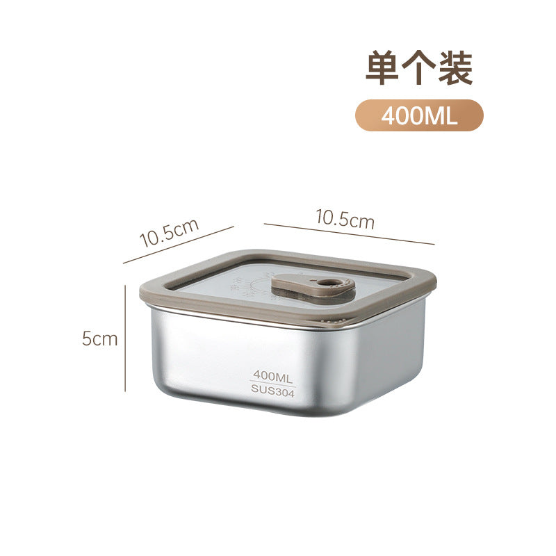 304 stainless steel food-grade small lunch box - weight loss brown rice portion control container with glass lid, airtight sealing, and refrigerator storage