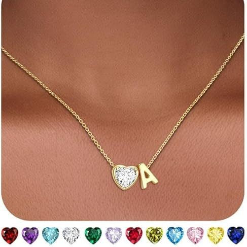 2026 european and american new product golden 26 letter necklace for women niche fresh heart sweet versatile pendant copper clavicle chain