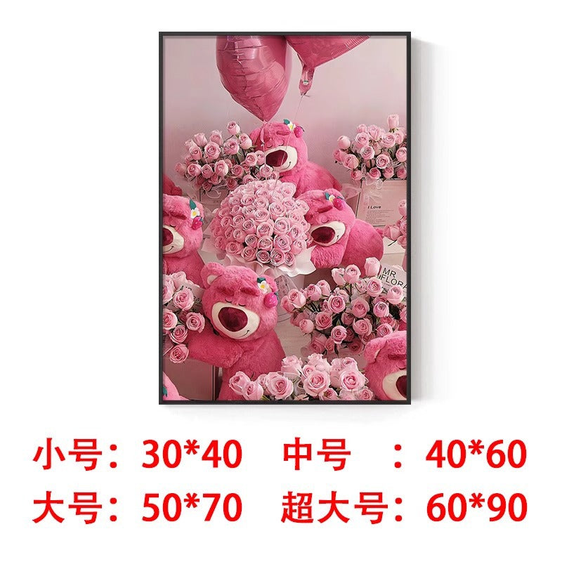 Strawberry bear decorative painting cute trend lotso Stitch pendulum painting hanging painting living room bedroom wall painting