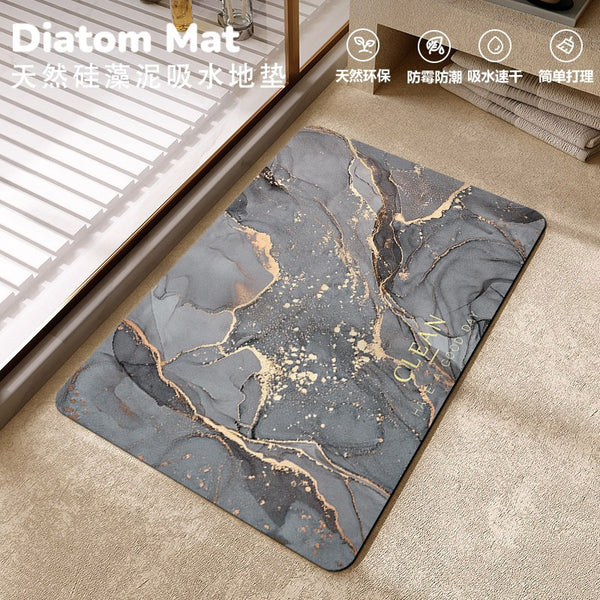 Diatom mud floor mat bathroom absorbent foot pad door mat stepping foot pad light luxury marble bathroom carpet into the mat