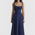cross-border european and american women's clothing: new summer long dress - printed, cinched waist, sleeveless cami, sexy dress