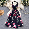 French riviera style printed cami dress - women's summer soft & chic white a-line dress - slim fit, figure-flattering, elegant maxi dress