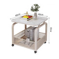 Modern minimalist mobile square rock slab coffee table - small apartment mobile cart side table coffee table square table