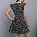 Women's classic ruffle sleeve tiered floral dress - european & american style v-neck